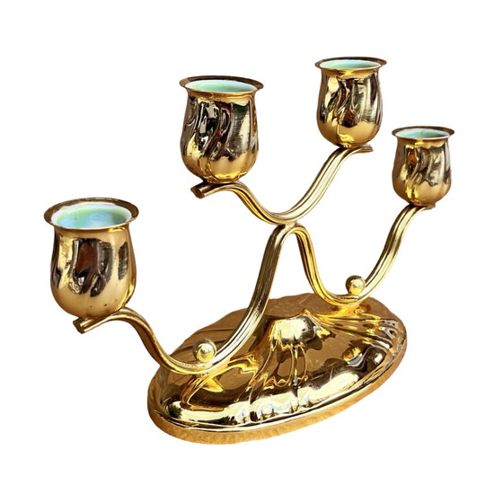 Image 1 of Four-light, gold-plated table candlestick, Germany, 1940s.