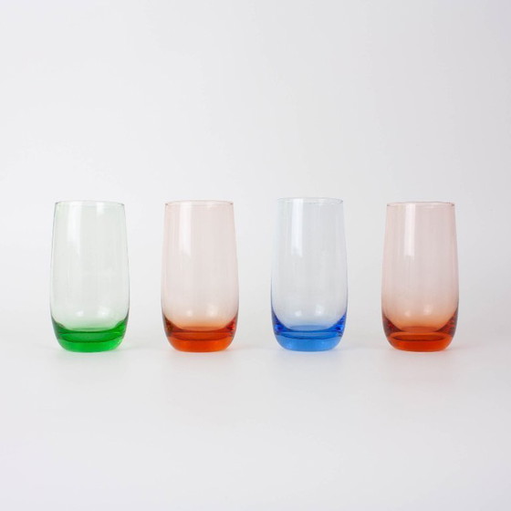 Image 1 of Set of 4 Italian Colorful Glasses, 1980s