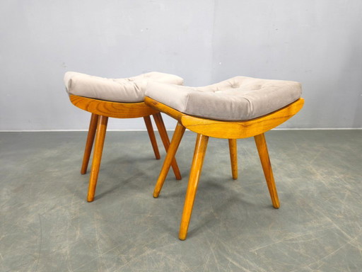 Coppia di poggiapiedi in acero di metà secolo, Cecoslovacchia, anni '60