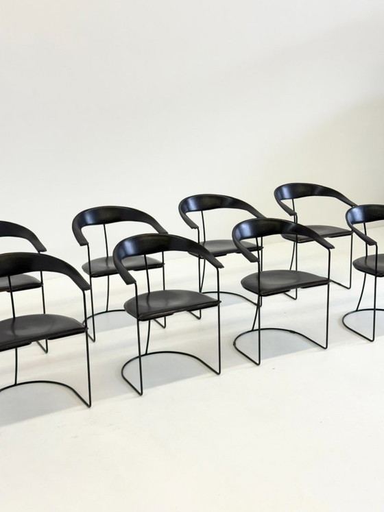 Set di 8 Sedie da pranzo Vintage Arrben Ursala in pelle nera – Leather (photo 4 of 17)