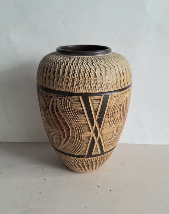 Image 1 of Vaso in terracotta vintage Sawa Keramik Germania tipo Sgraffito. Franz Schaderlapp 1960.
