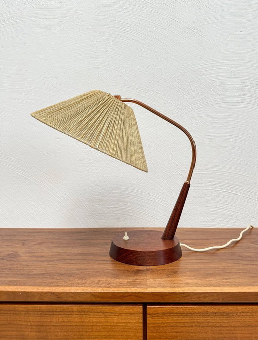 Vintage Temde Leuchten Teak & Sisal Table Lamp, Swiss Design, Mid-Century Modern, 1960s
