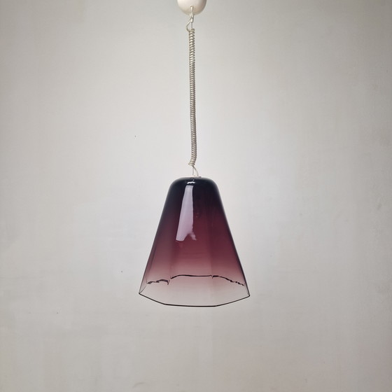 Image 1 of Italiaanse elegantie - Leucos hanglamp met transparant paars Murano glas