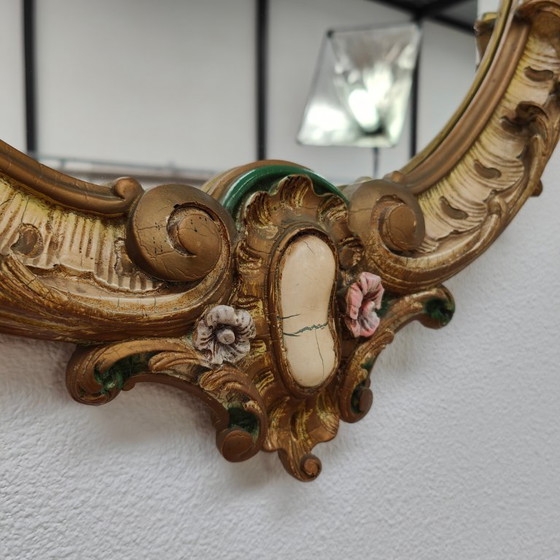 Image 1 of Miroir rond vintage baroque, brocante, rococo, miroir de cheminée