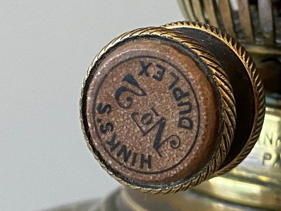 Image 1 of Lampe à Pétrole Huile Kérosène Anglaise Hinks & Son Napoléon III Cuivre Jaune