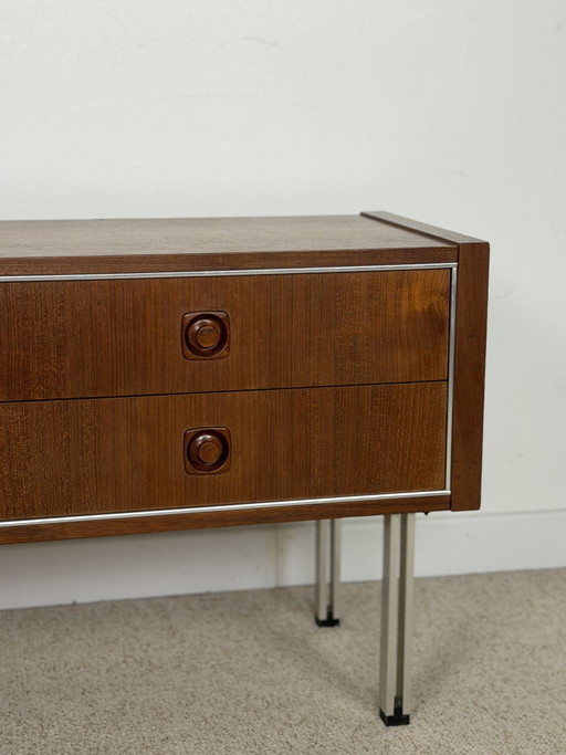 Credenza bassa vintage con 4 cassetti – anni '70 – dressoirs, Wood (photo 2 of 13)