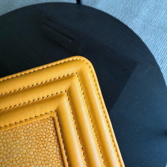 Image 1 of Chanel Boy Small - Kleine Stingray Yellow Mustard Ruthenium Silver Hardware Serie 21