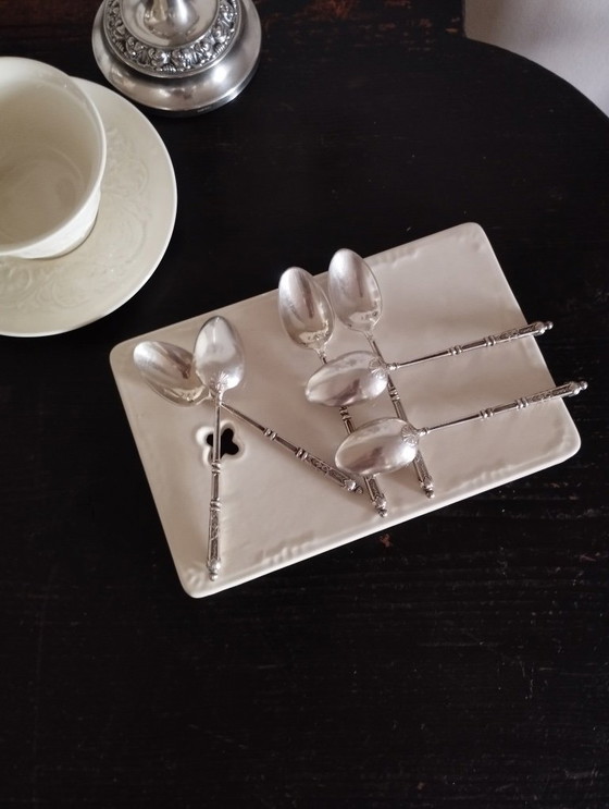 Image 1 of 6 cucchiaini in metallo argentato, stile russo S.F.A.M.