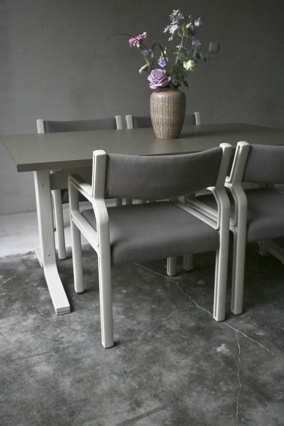 Image 1 of Pastoe dining table set with 4 chairs Pierre Mennen