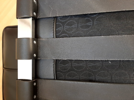 Image 1 of Knoll Set Barcelona New-Never Used Black Leather Design by Ludwig Mies Van Der Rohe and Lilly Reich (1929)