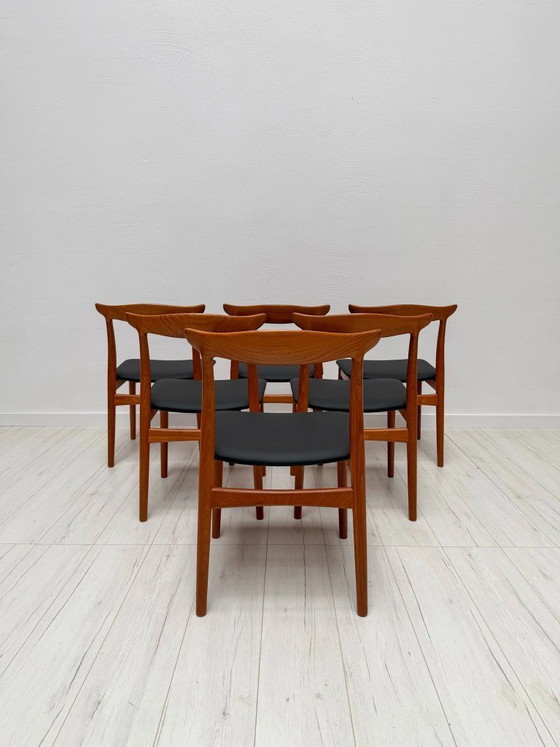 Image 1 of Set van 6 vintage model 112 Deense teakhouten eetkamerstoelen van Erik Wørts voor Vamo Sønderborg, Mid-Century Modern, jaren 196