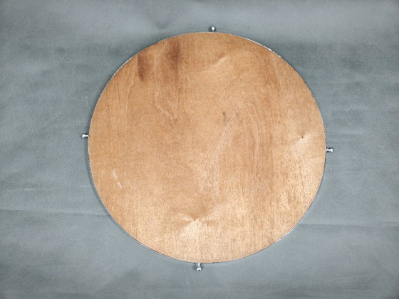 Image 1 of Rundes Serviertablett im Art-Deco-Stil aus Chrom, Glas und Holz, Tschechoslowakei, 1930er Jahre