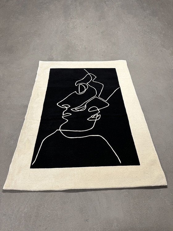 Image 1 of Skandinavischer rechteckiger Vintage-Teppich aus Wolle