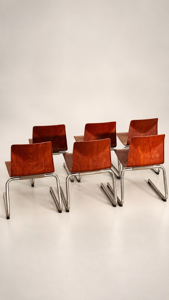 SET OF 6 VINTAGE THUR OP SEAT CHAIRS – PAGHOLZ 60S – Dining chairs, Wood (photo 3 of 9)
