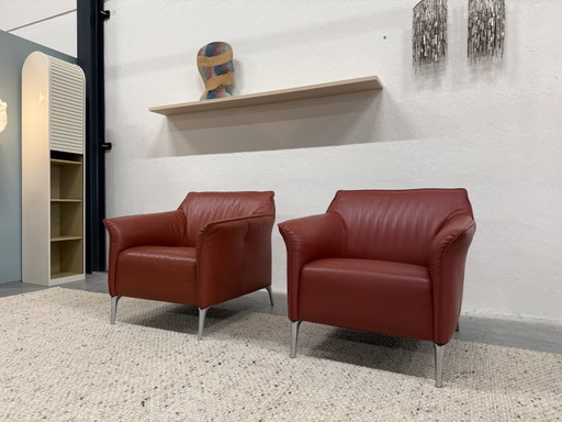 2 Leolux Mayon Sessel Senso Terrakotta – fauteuils, Leather