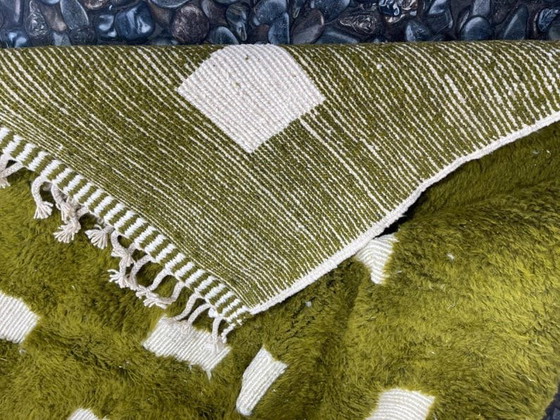 Tapis En Laine Pure Naturelle Vert Et Blanc Traditionnelle 200x300 Cm – Ahrend, Wool (photo 5 of 10)