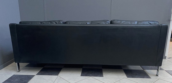 Image 1 of black leather Tecta 3-seat sofa by Hans Konecke 1960s 