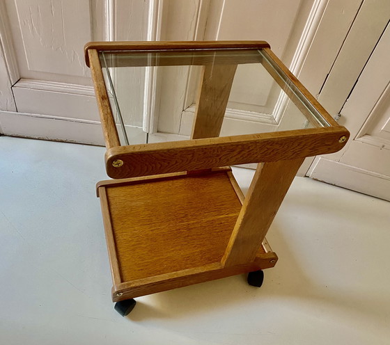 Image 1 of Carrello houten vintage della metà del secolo con wieltjes