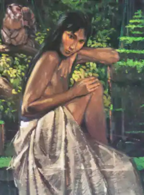 Image 1 of Nico Vrielink ---Jeanne met wit Kleed----Handgesigneerd