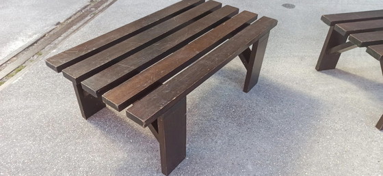 Image 1 of Banc ou table vintage en bois à lattes
