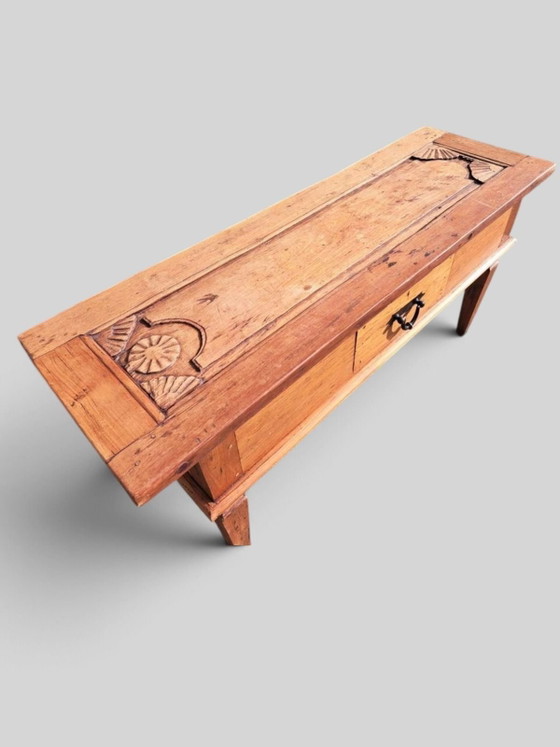 Large old Spanish sidetable, hall table, dimensions 171x45cm and 82cm high, Consoles, Metal, Wood, Brown (photo 3 of 5)