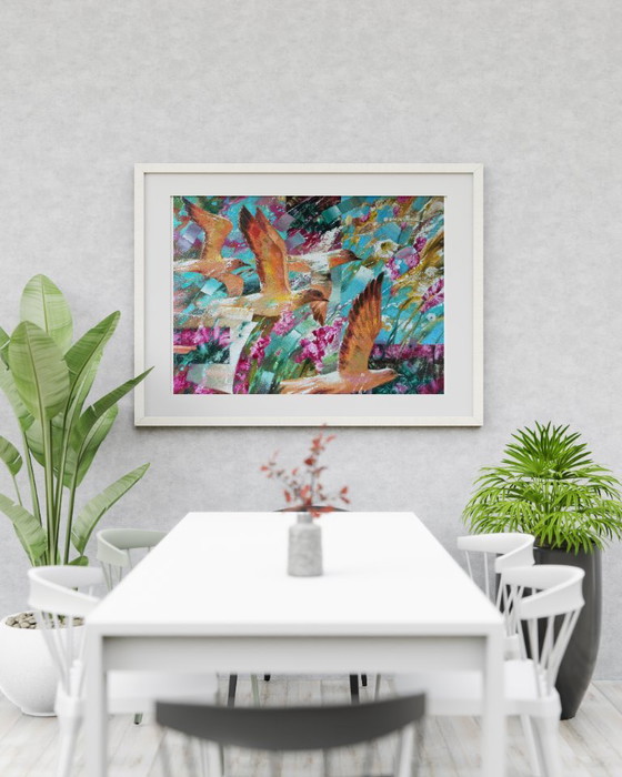 Original Oil Painting Abstract Expressionism Nature Birds – Paintings & Drawings, Canvas (photo 2 of 10)