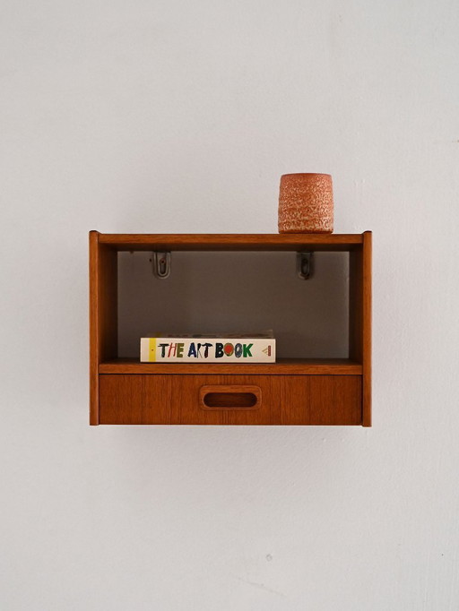 Scandinavisch teakhouten nachtkastje voor aan de muur uit de jaren 60