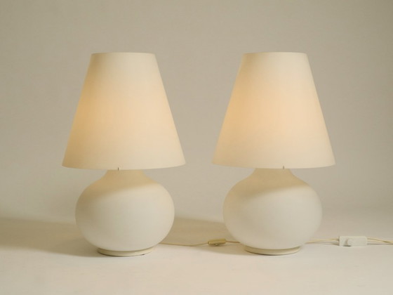 Image 1 of Two large original 1980s Leucos Paralume table lamps, made in Italy | height 73 cm | 28,7"