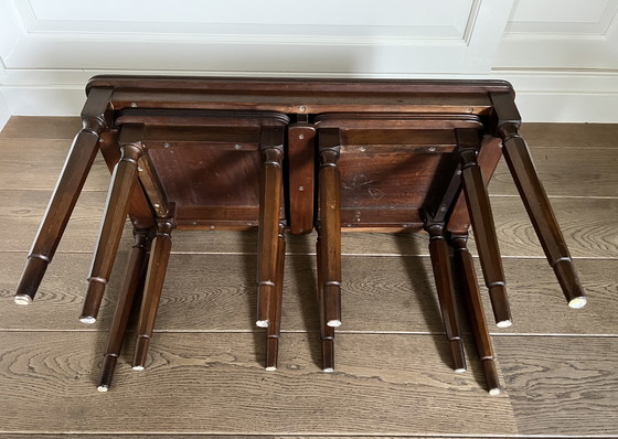Image 1 of Classic nest of three side tables with leather top