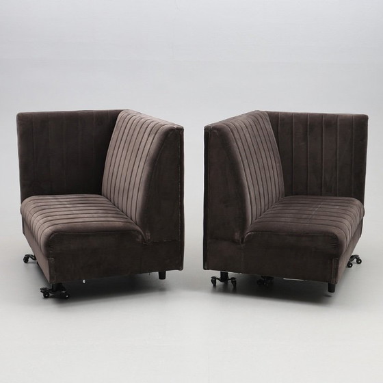 Image 1 of Divano modulare contemporaneo a 2 pezzi, rivestimento in velluto, look scandinavo profondo e rilassato