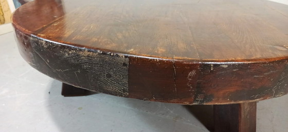 Image 1 of Vintage Wabi Sabi brutalist round coffee table 