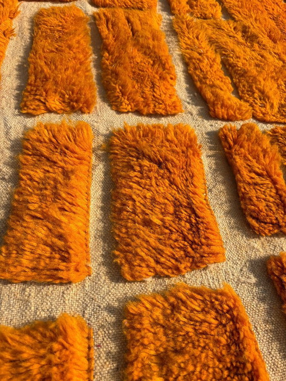 Image 1 of Oranje Marokkaans wollen tapijt 200x300 cm- Handgemaakt geometrisch tapijt - Eigentijds Berber tapijt