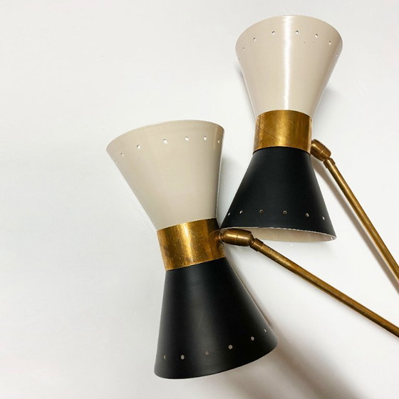 Diabolo Gelenk-Doppelwandleuchte, Design aus den 1950er Jahren – Wandleuchten, Brass, Metal (photo 11 of 15)