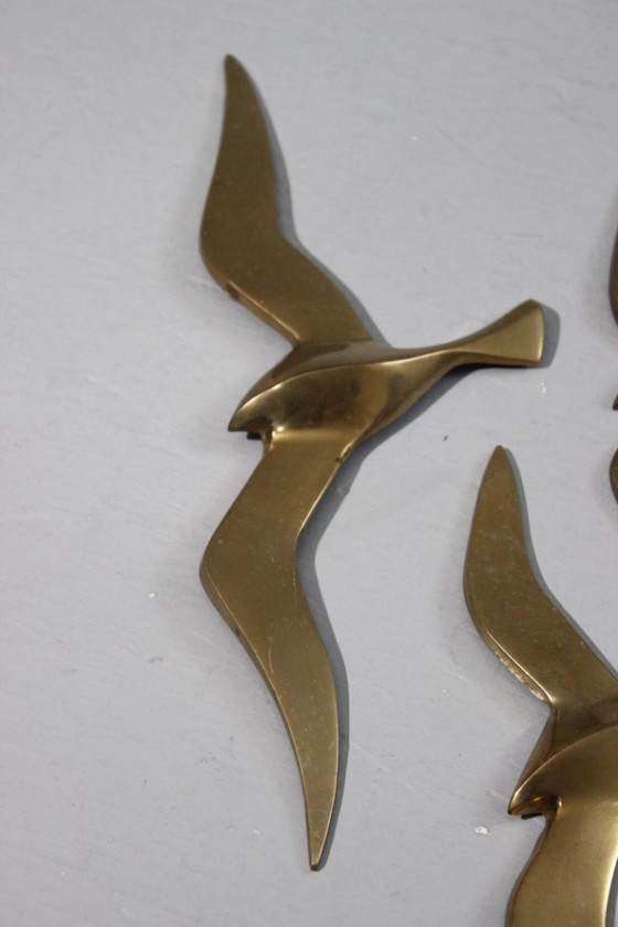 Image 1 of Decorazione da parete sculture d'epoca rondini in ottone design anni '60