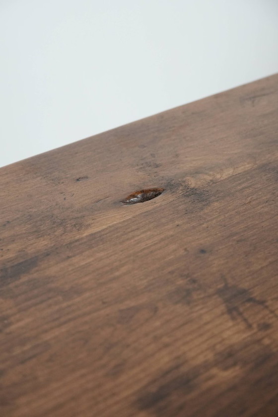 Image 1 of Antique French dining table with drawers and pull-out shelf