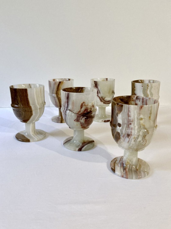 Image 1 of 6 copas con tallo de alabastro