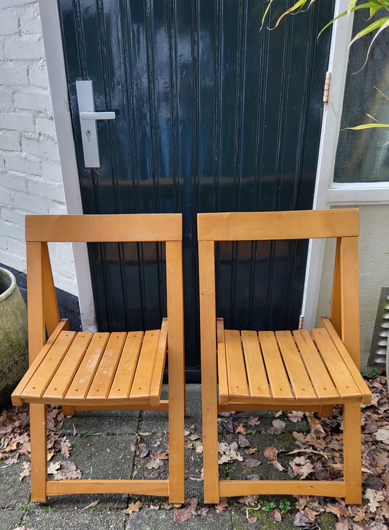 Image 1 of Sedie pieghevoli in legno di metà secolo, disegnate da Aldo Jacober, anni '60.