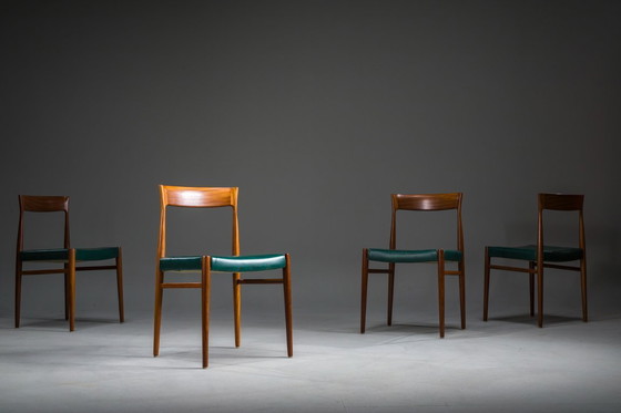 Image 1 of Eetkamerstoelen in botanisch groen veganistisch leer, jaren 70, set van 4