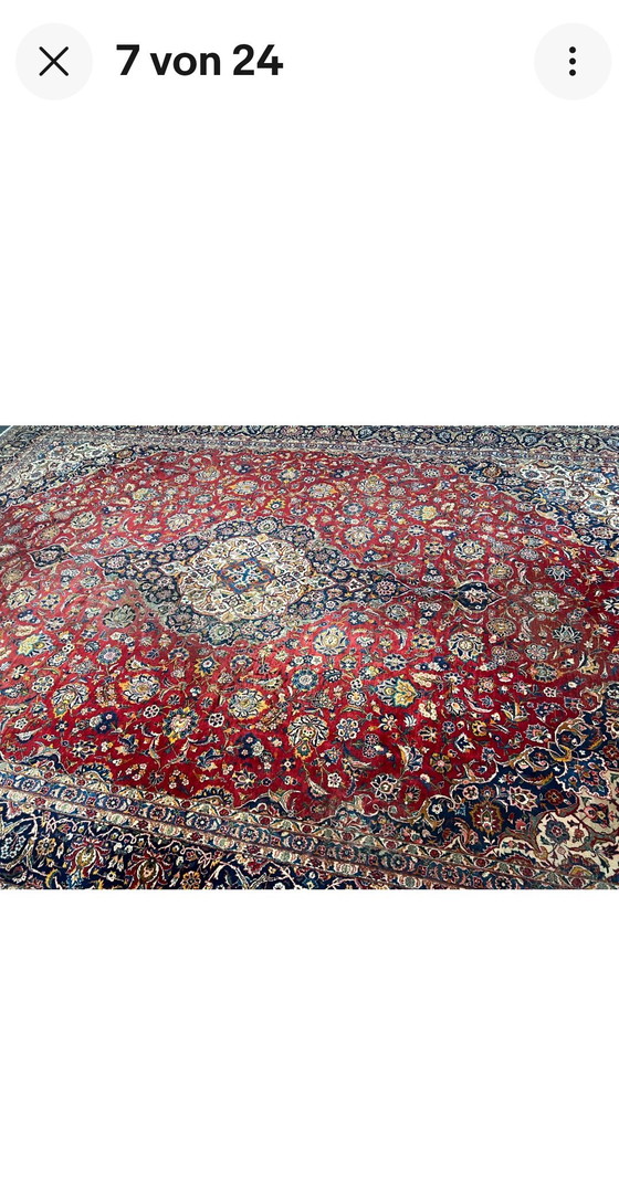 Image 1 of XXL Indo Keshan handgeknoopt oosters tapijt 450x312cm handgemaakt
