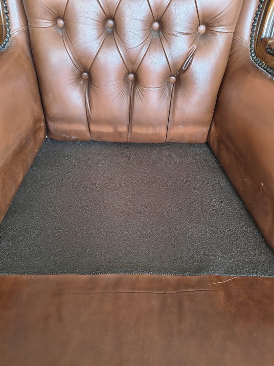 Chesterfield style Armchair – Wood, Leather (photo 9 of 11)