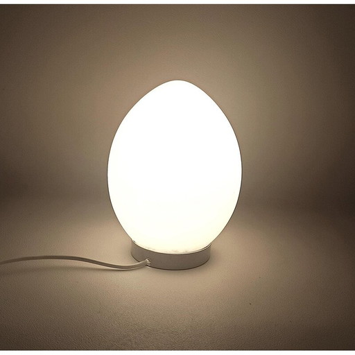 Vintage egg lamp in white opaline, 1970