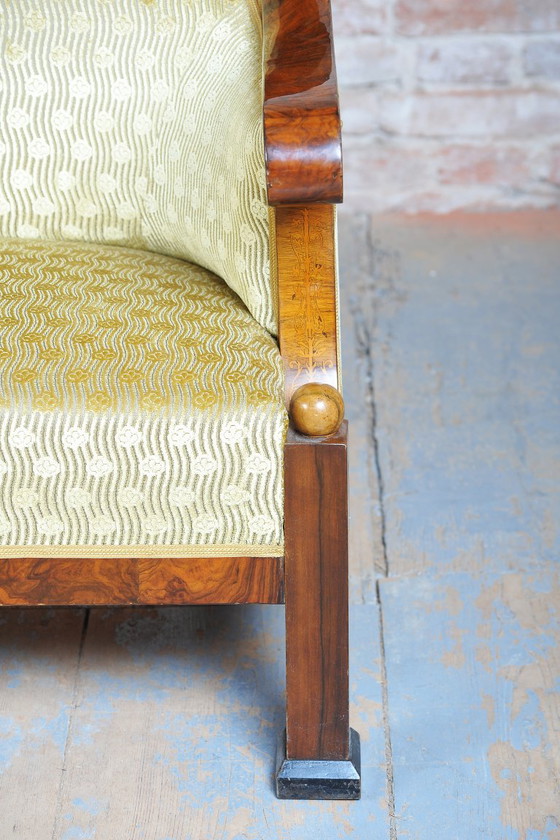 Conjunto de asientos estilo Imperio restaurado, nogal, con incrustaciones, de estilo polaco renovado, (photo 10 of 19)