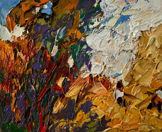 Image 1 of Original Oil Painting Rural Life Landscape In The Summer Field