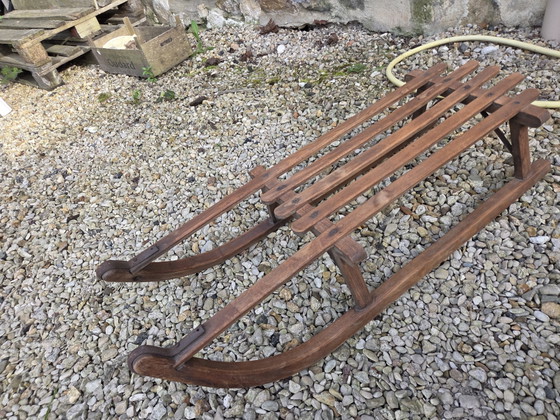 Image 1 of Trineo de madera antiguo (estilo trineo de Davos)