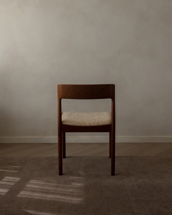 Image 1 of Vintage eetkamerstoelen van Johannes Nørgaard voor Nørgaard Møbelfabrik (set van 6) | Originele wollen bekleding | Jaren 60