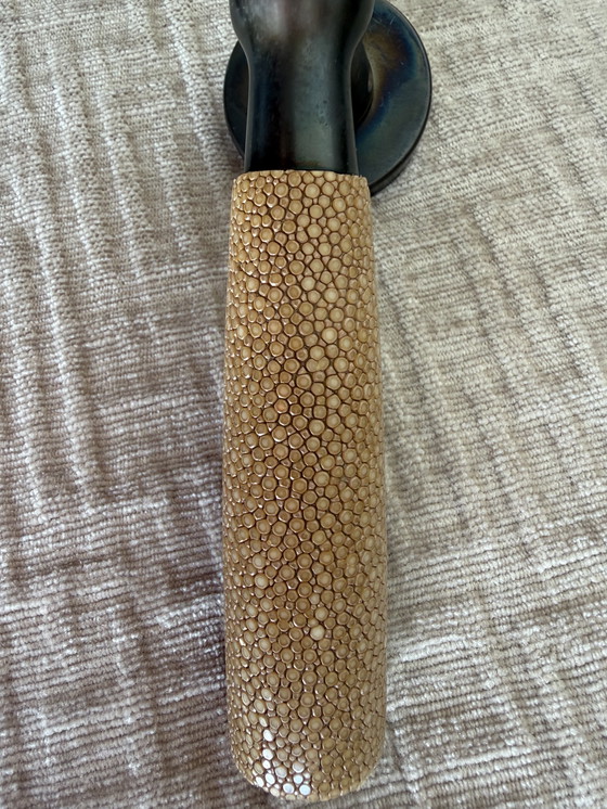 Image 1 of Par de manijas de puerta Joseph Giles – Bronce y Galuchat – Nuevas