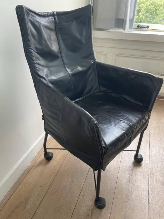 Image 1 of Design Montis Chaplin leren (eetkamer) stoel wielen 