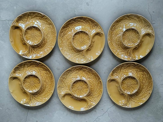 6 artichoke plates Barbotine Gien – Crockery, Porcelain (photo 7 of 7)