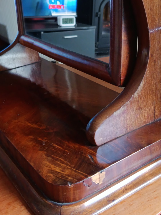 Espejo basculante antiguo de caoba - Espejo inclinable Biedermeier c. 1850-1880. – Wood, Glass (photo 6 of 8)