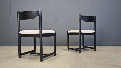 Vintage zwarte houten eetkamerstoelen, jaren 70